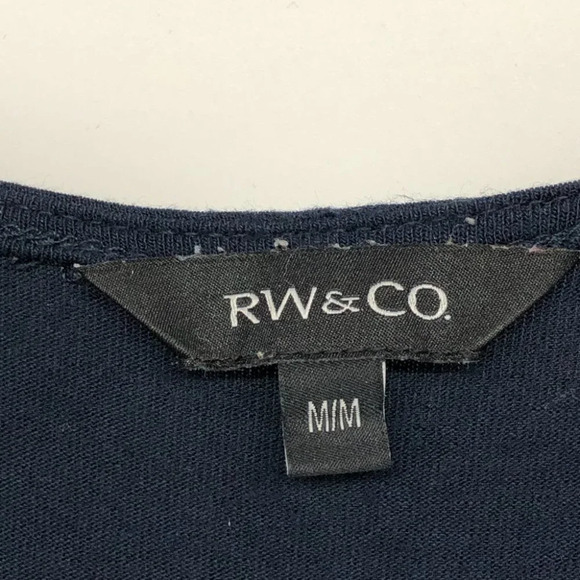 RW&Co Navy Sleeveless Beaded Mesh Detail Tank Top size M - Picture 4 of 15